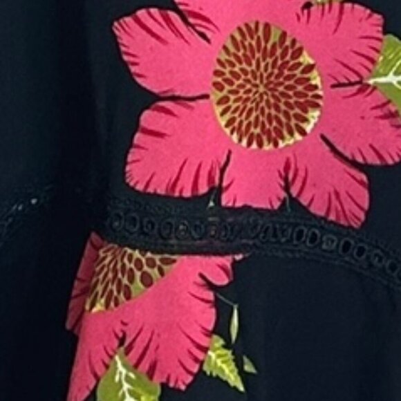 Vtg XOXOXO Black Floral Prom Baby Doll Maxi Dress Fairy Coquette Tiered Sz L Y2K - Picture 8 of 11